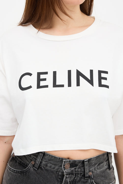 Celine Cropped Logo T-Shirt