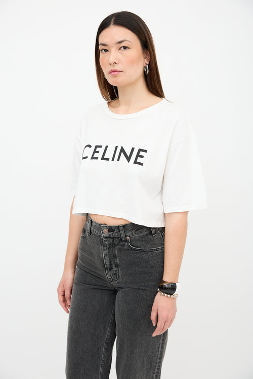 Celine Cropped Logo T-Shirt