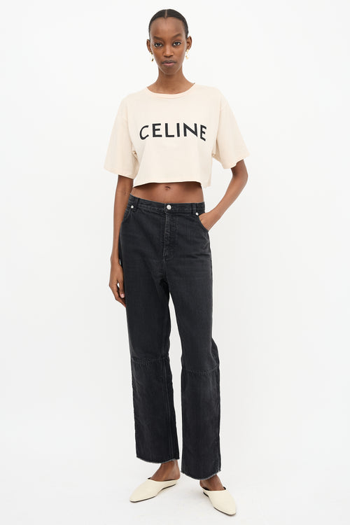 Celine Cropped Logo T-Shirt