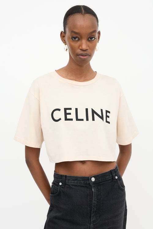 Celine Cropped Logo T-Shirt