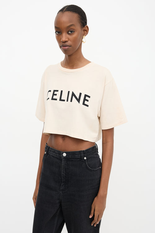Celine Cropped Logo T-Shirt