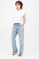 Celine Distressed Straight Leg Jeans