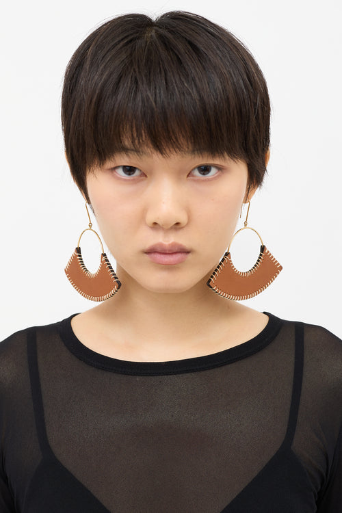 Celine FW 2017 Leather Stitched Swing Earrings