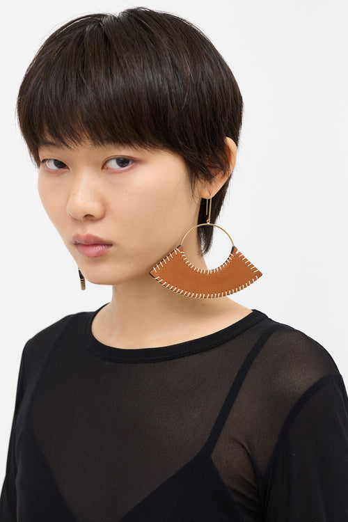 Celine FW 2017 Leather Stitched Swing Earrings