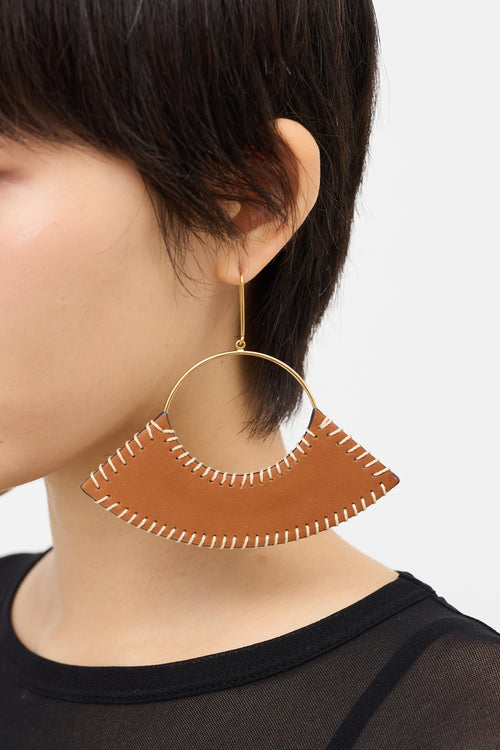 Celine FW 2017 Leather Stitched Swing Earrings