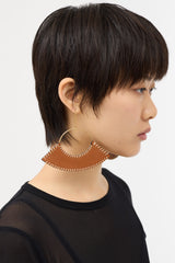 Celine FW 2017 Leather Stitched Swing Earrings