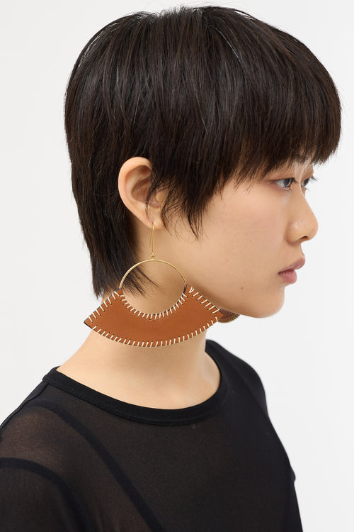 Celine FW 2017 Leather Stitched Swing Earrings