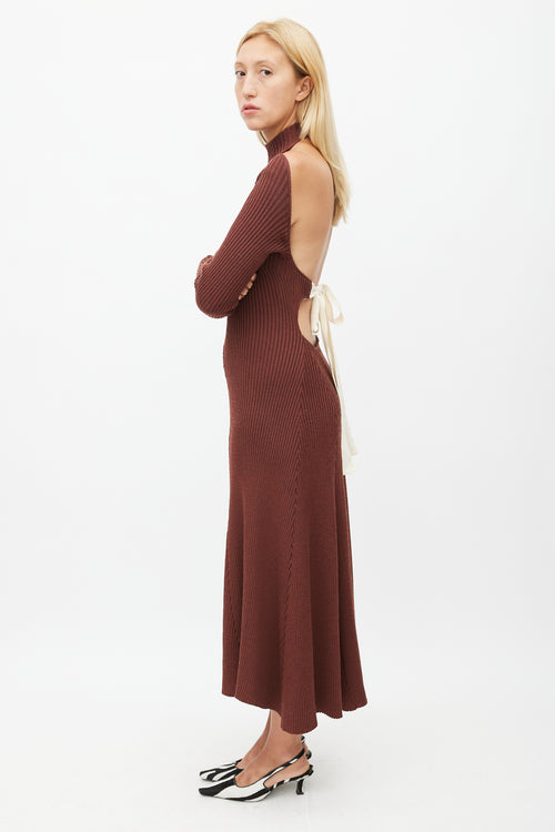 Celine Fall 2015 Brown Knit Backless Dress
