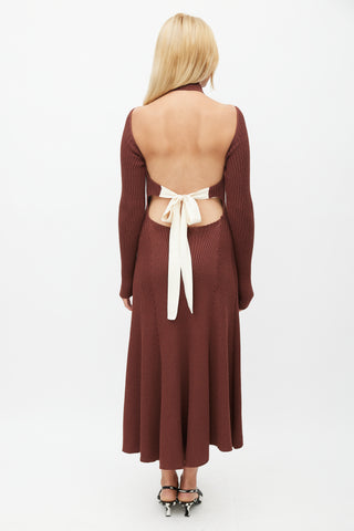 Celine Fall 2015 Brown Knit Backless Dress