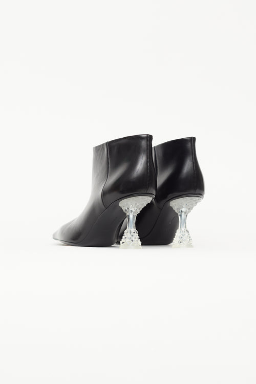 Celine Fall 2018 Black Leather & Crystal Heel Boot