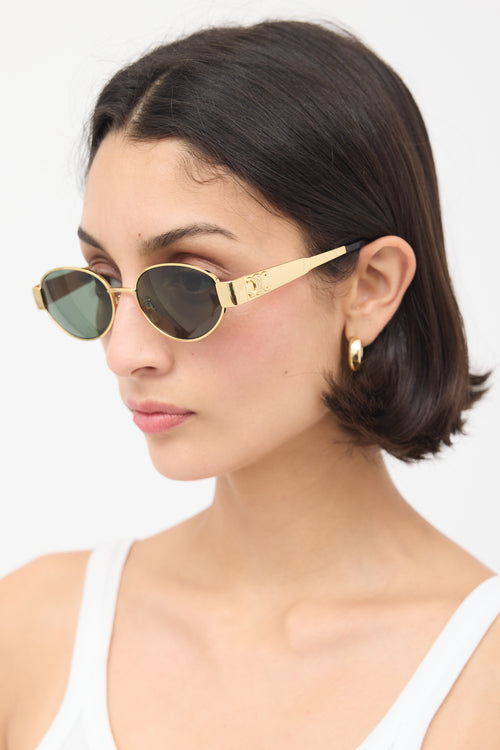 Celine Gold & Brown CL40235U Oval Sunglasses