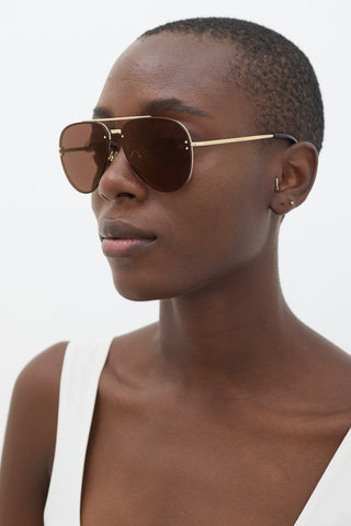 Celine Gold & Brown CL41391/S Aviator Sunglasses