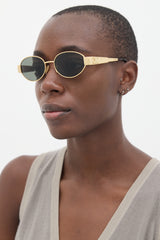 Celine Gold CL40235U Triomphe Round Sunglasses