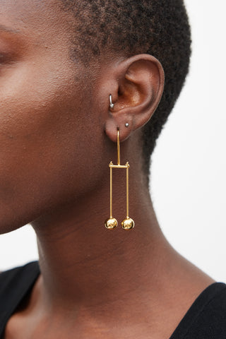 Celine Gold Double Dot Drop Earrings