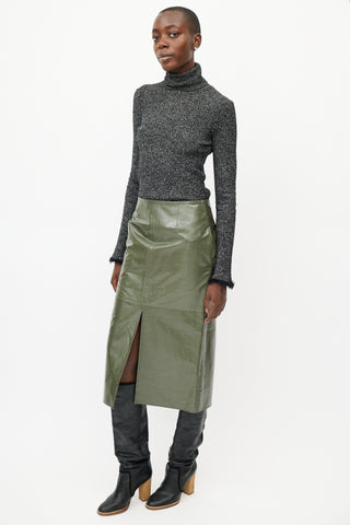 Celine Green Coated Skirt