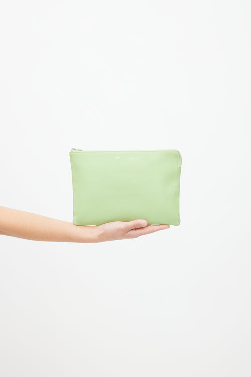 Celine Green Leather Zip Pouch