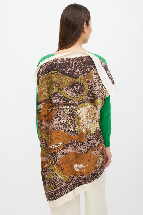 Celine Green & Multicolour Silk Scarf Sweater