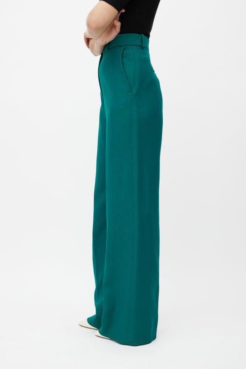 Celine Green Wide Leg Wool Trouser