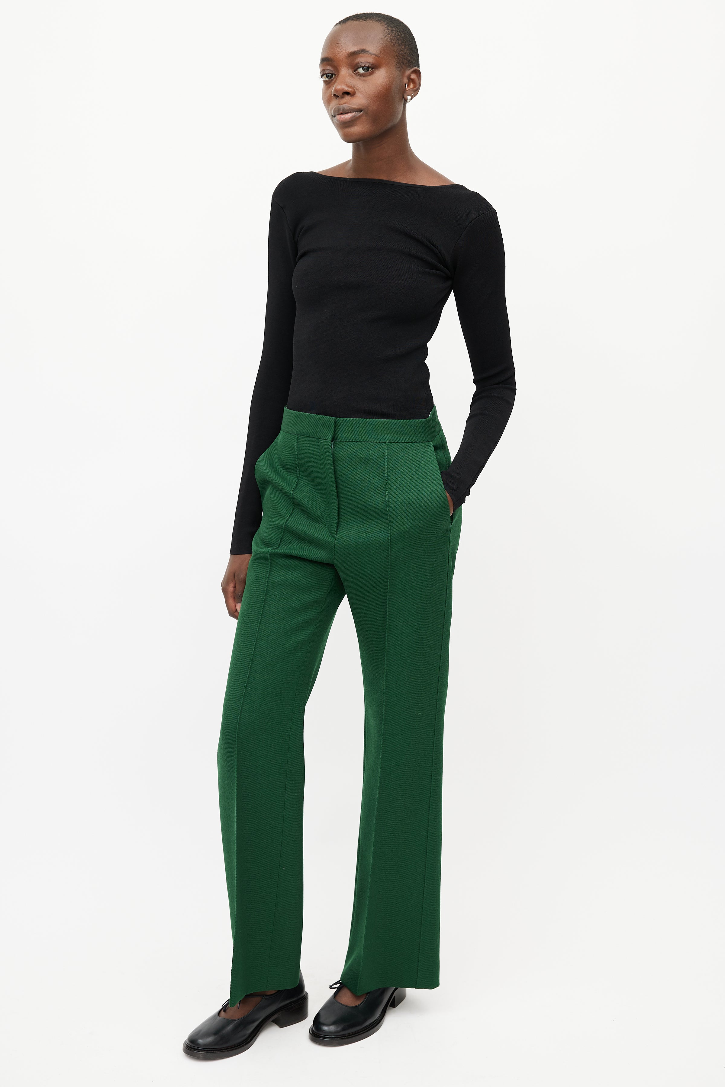 Celine // Vintage Green & Gold Triomphe Belted Trouser – VSP