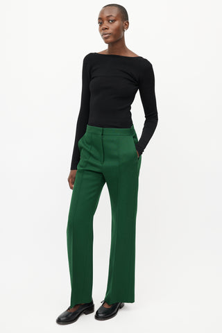 Celine Green Wool Pleated Trouser