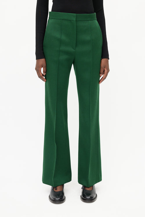 Celine Green Wool Pleated Trouser