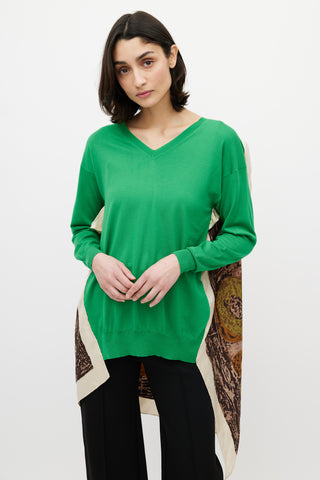 Celine Green Wool Scarf Foulard Sweater