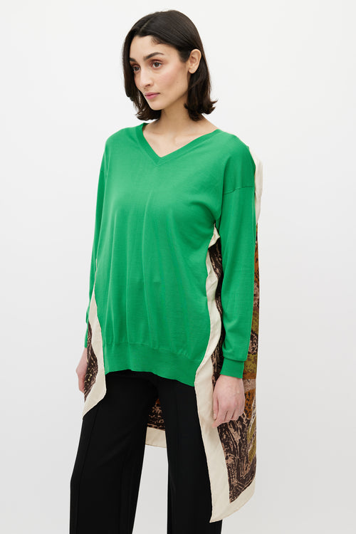 Celine Green Wool Scarf Foulard Sweater