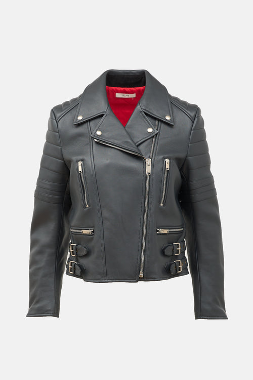 Celine 2010s Leather Biker Jacket
