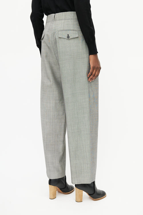 Celine Grey & Black Pleated Wool Trouser