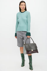 Celine Grey & Burgundy Leather Trapeze Bag