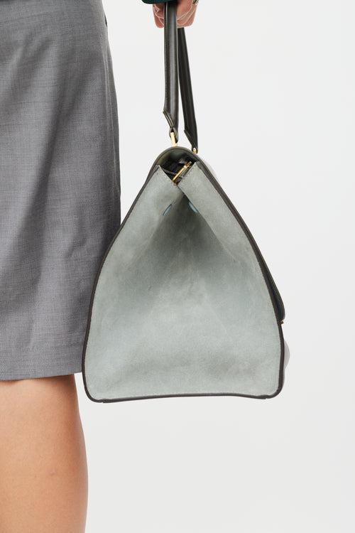 Celine Grey & Burgundy Leather Trapeze Bag