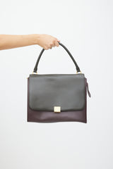 Celine Grey & Burgundy Leather Trapeze Bag