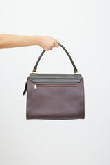 Celine Grey & Burgundy Leather Trapeze Bag