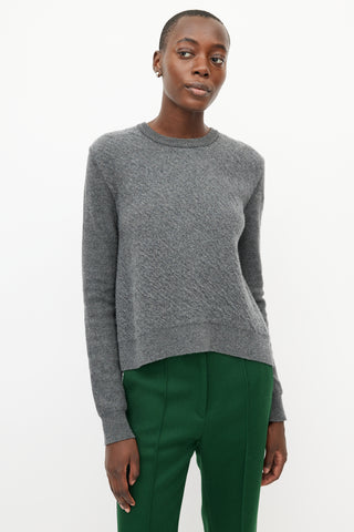 Celine Grey Cashmere Slit Knit Sweater
