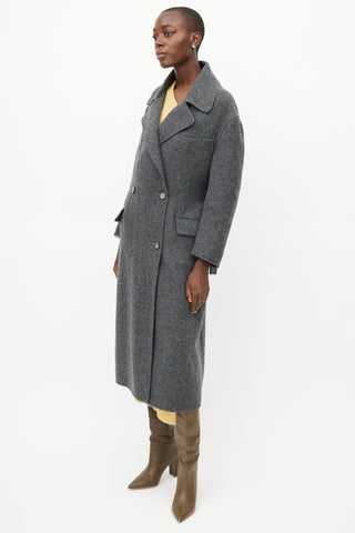 Celine Grey Double Breasted Wool Coat