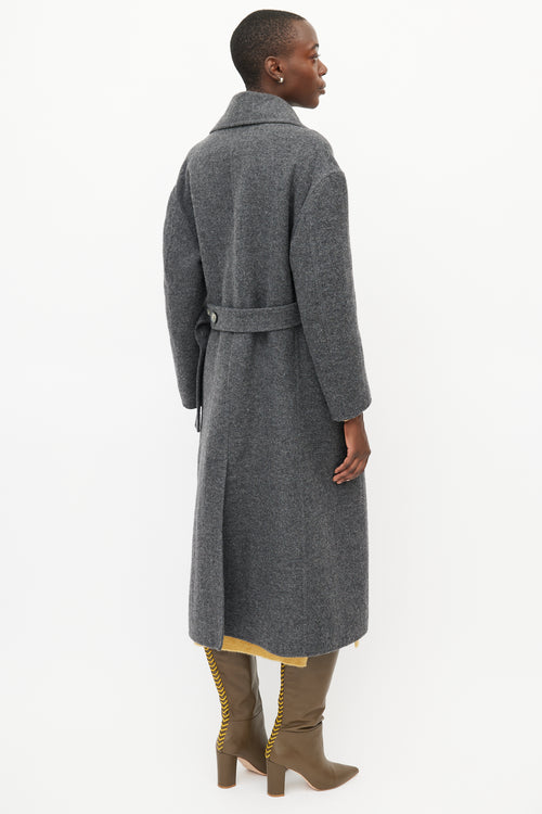 Celine Grey Double Breasted Wool Coat