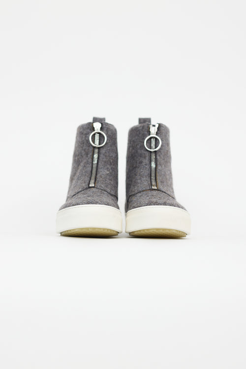 Celine Grey Wool Zip Up Ankle Boot