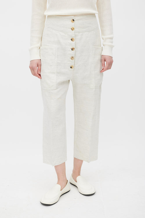 Celine Grey Linen Cropped Trouser