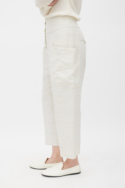 Celine Grey Linen Cropped Trouser