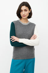 Celine Grey & Multicolour Wool Colourblock Sweater