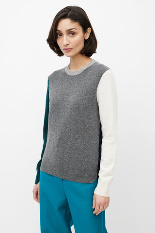 Celine Grey & Multicolour Wool Colourblock Sweater