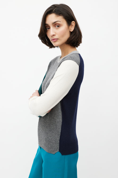 Celine Grey & Multicolour Wool Colourblock Sweater