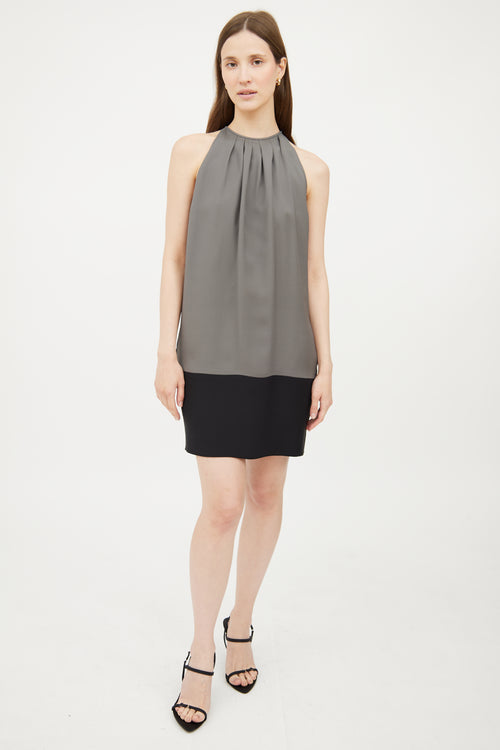 Celine Grey & Black Panel Silk Dress