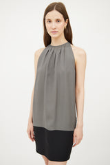 Celine Grey & Black Panel Silk Dress