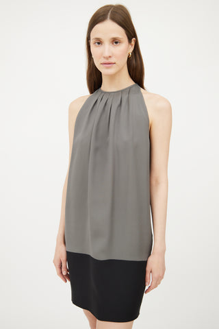 Celine Grey & Black Panel Silk Dress