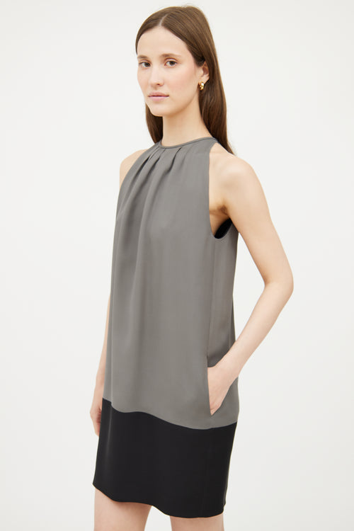 Celine Grey & Black Panel Silk Dress