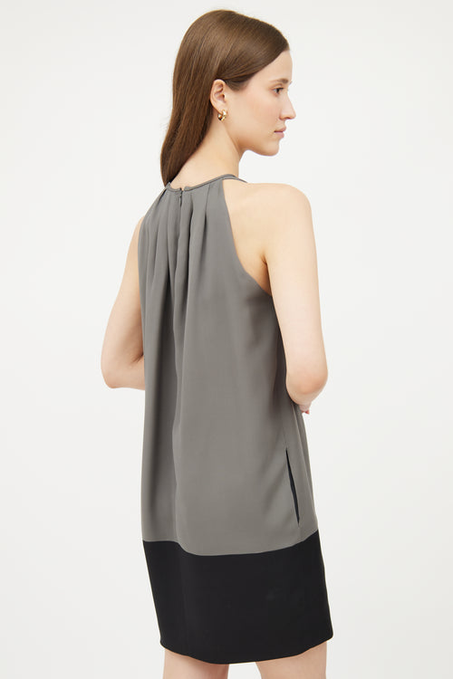 Celine Grey & Black Panel Silk Dress