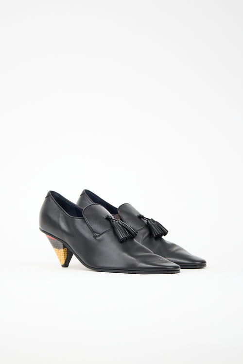 Celine Leather Tassel Heeled Loafer