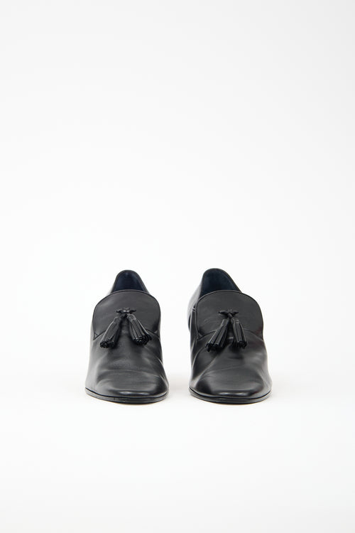 Celine Leather Tassel Heeled Loafer