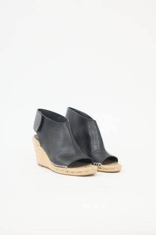 Celine Leather Espadrille Wedge Sandal